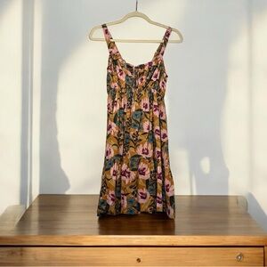 Natural Life Floral Boho Mini Dress XS – Adjustable Straps, Cottagecore Vibes